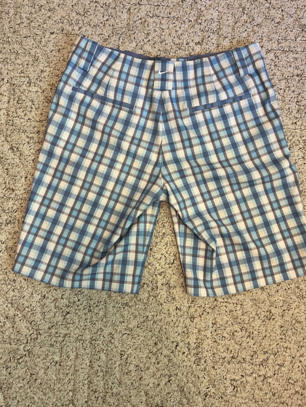 Nike Golf NikeFit Dry Plaid Shorts Blue White Tech Stretch Size 6 P CH
